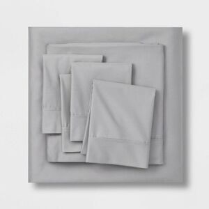 Full 6pc 800 Thread Count Solid Sheet Set Light Gr Light Gray